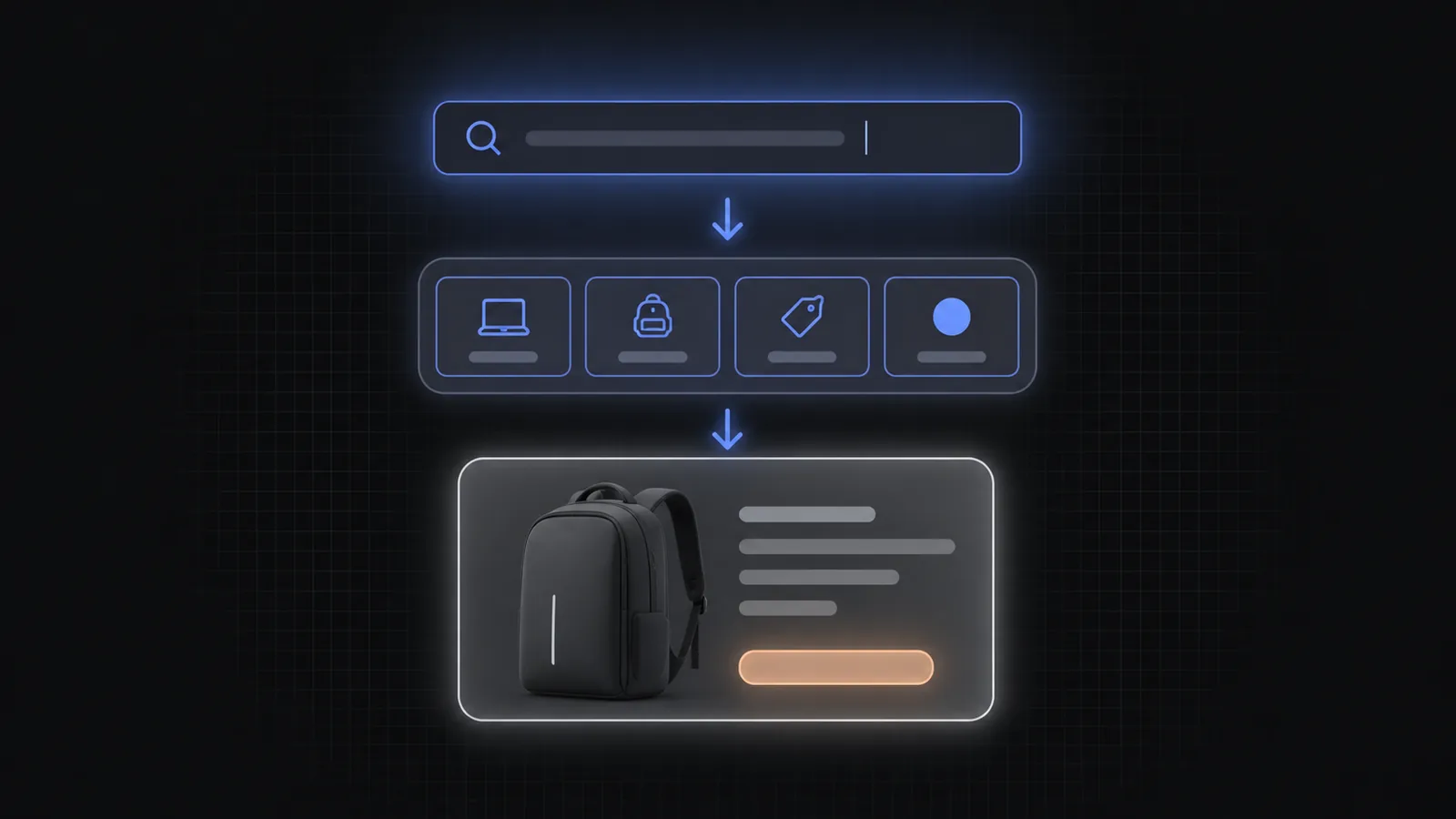 A shopping search expanding into four product attributes and one precise product result