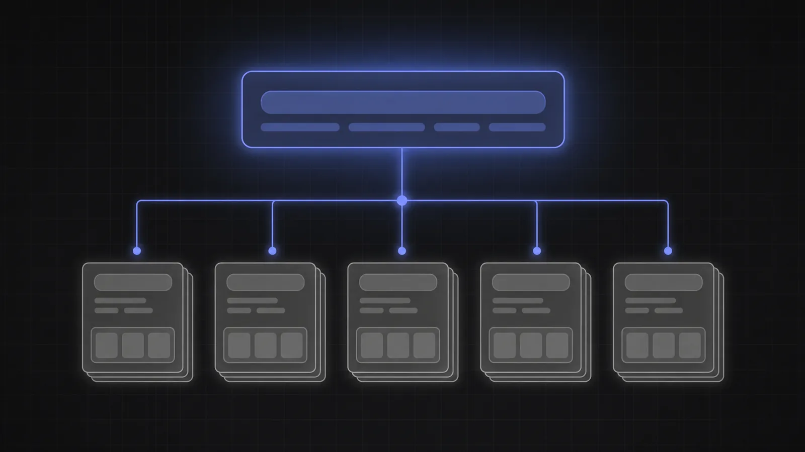 One intent layer feeding a structured request into five neutral search provider stacks
